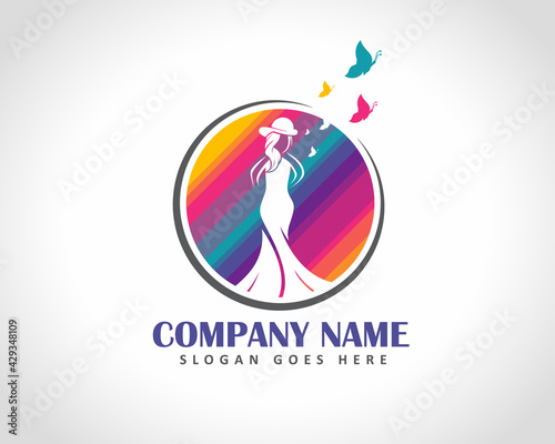 circle beauty women fashion logo design illustration