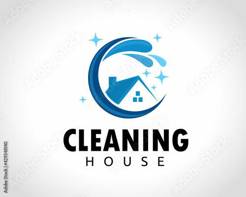 circle abstract cleaning house logo icon symbol design illustration