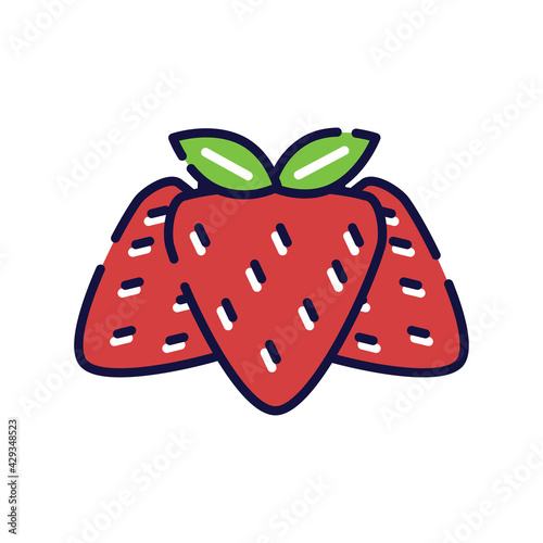 Illustration of strawberry. Filled-outline icon of strawberry.