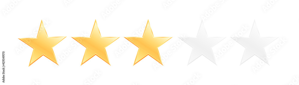 Three stars customer product rating review flat icon for apps and websites Three stars customer product rating review flat icon for apps and websites