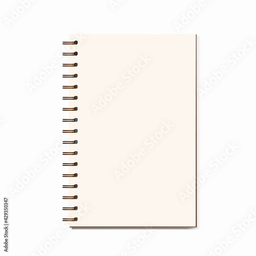 Metal spiral vector blank notebook isolated on white backgound.