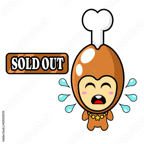 a sold out mascot cartoon character vector illustration of chicken thighs, perfect for advertising or promotion