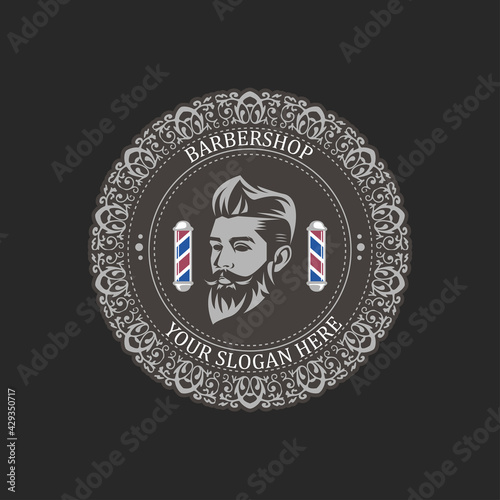 barbershop vintage logo vector illustration for your company