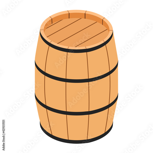 Vector illustration wooden oak barrel isolated on white background