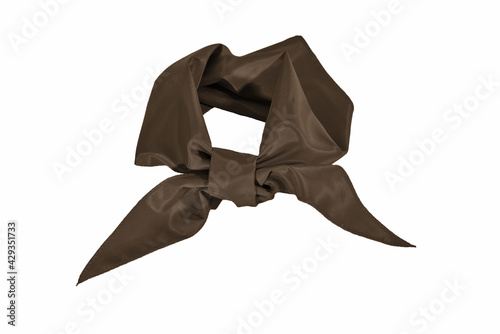 Valokuvatapetti Silk scarf or brown tie isolate on white background.
