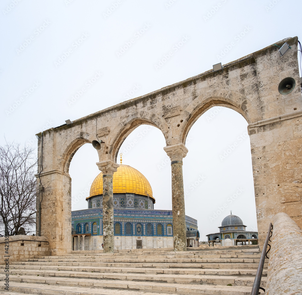 The Dome of the Rock - Islamic shrine on the Temple Mount in the Old City of Jerusalem