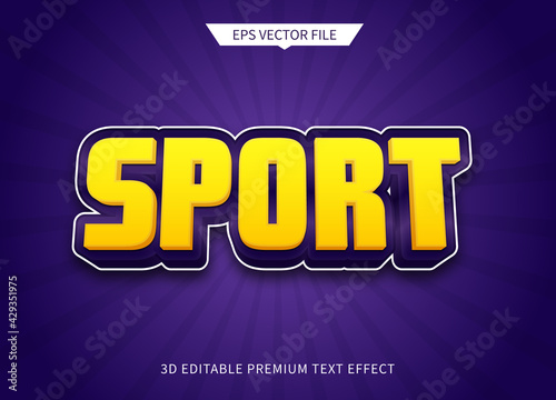 creative sports 3d editable text style effect