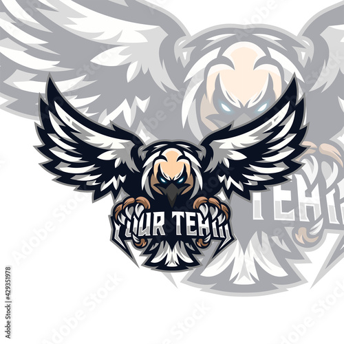 owl mascot logo design vector with modern illustration concept style for badge, emblem and tshirt printing. flying owl illustration for sport team