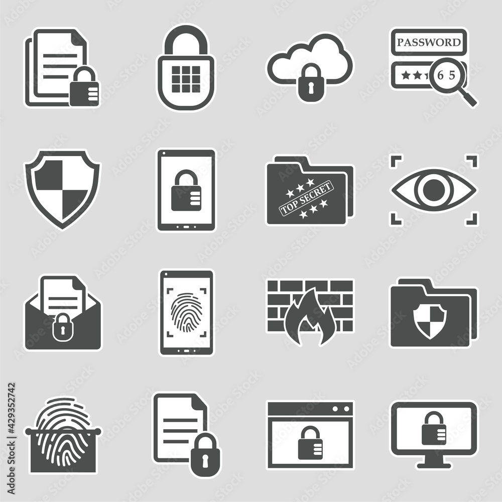 Confidential Information Icons. Sticker Design. Vector Illustration. Confidential Information Icons. Sticker Design. Vector Illustration.