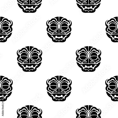 Tiki idol smile pattern seamless vector repeat geometric for any web design