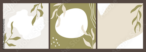 set of botanical square templates. floral vector background illustration. perfect for social media posts, cards, invitations, banners design and ads.