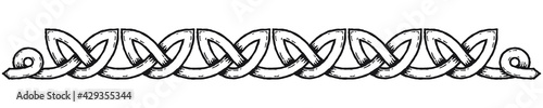 Simple Celtic knot border, with shadows. Linear border made with Celtic knots for use in designs for St. Patrick's Day.
