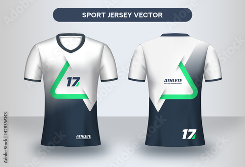 Football Jsersey design template. Soccer club uniform T-shirt front and back view.
