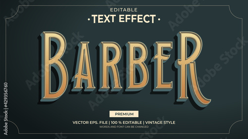 Text Effects, 3d Editable Vintage Text Style - Barber 