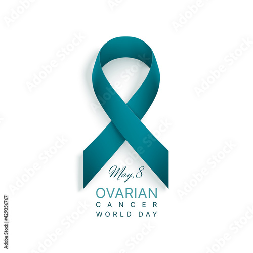 Ovarian cancer world day background with ribbon