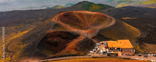 High angle view of Crater Silvestri at Mount Etna - the highest active volcano in Europe 