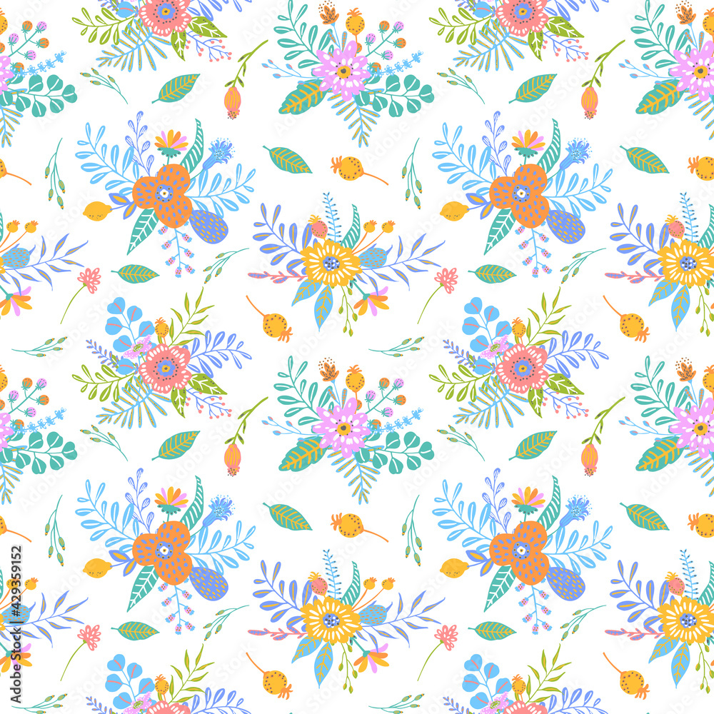 custom made wallpaper toronto digitalcute floral seamless pattern, endless repeatable plants texture in soft pastel colors, vector illustration background