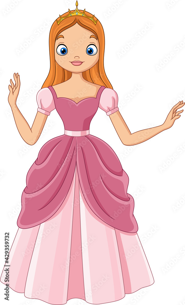Cartoon beautiful princess in pink dress Cartoon beautiful princess in pink dress