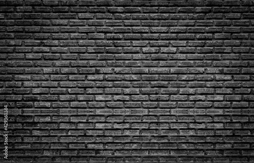 Black brick wall texture, black background, vintage wallpaper