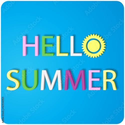 hello summer sun voluminous multicolored letters