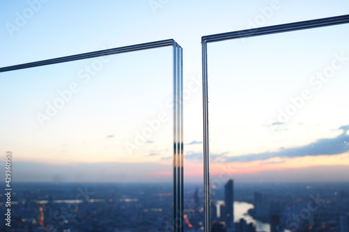 Laminated glass three layer used for architectural design and decoration. photo