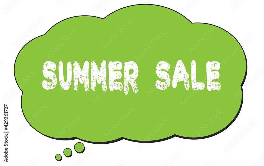 SUMMER SALE text written on a green thought bubble. SUMMER SALE text written on a green thought bubble.