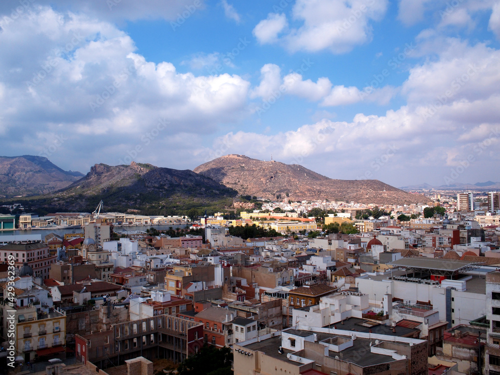 スペイン カルタヘナの高台から見た町並み
Townscape seen from the hills of Cartagena, Spain