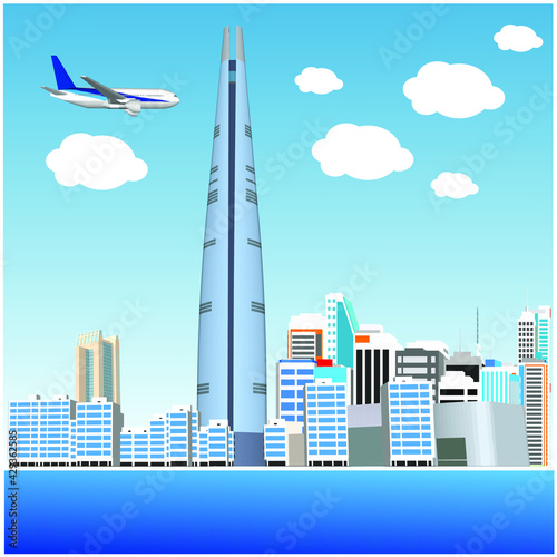 Vector beautiful city seoul korea