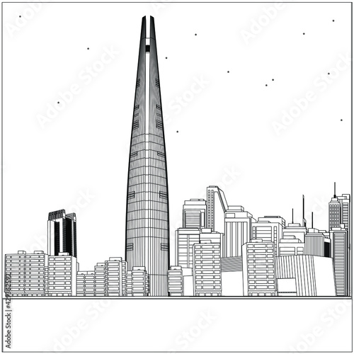 Vector beautiful city seoul korea