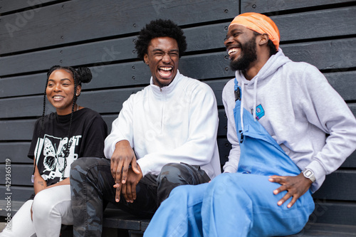 Group of friends laughing together