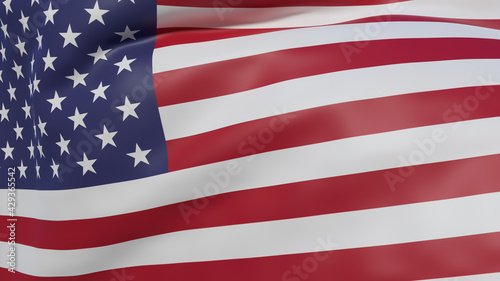 Beautiful USA Flag Waving background 3D illustration