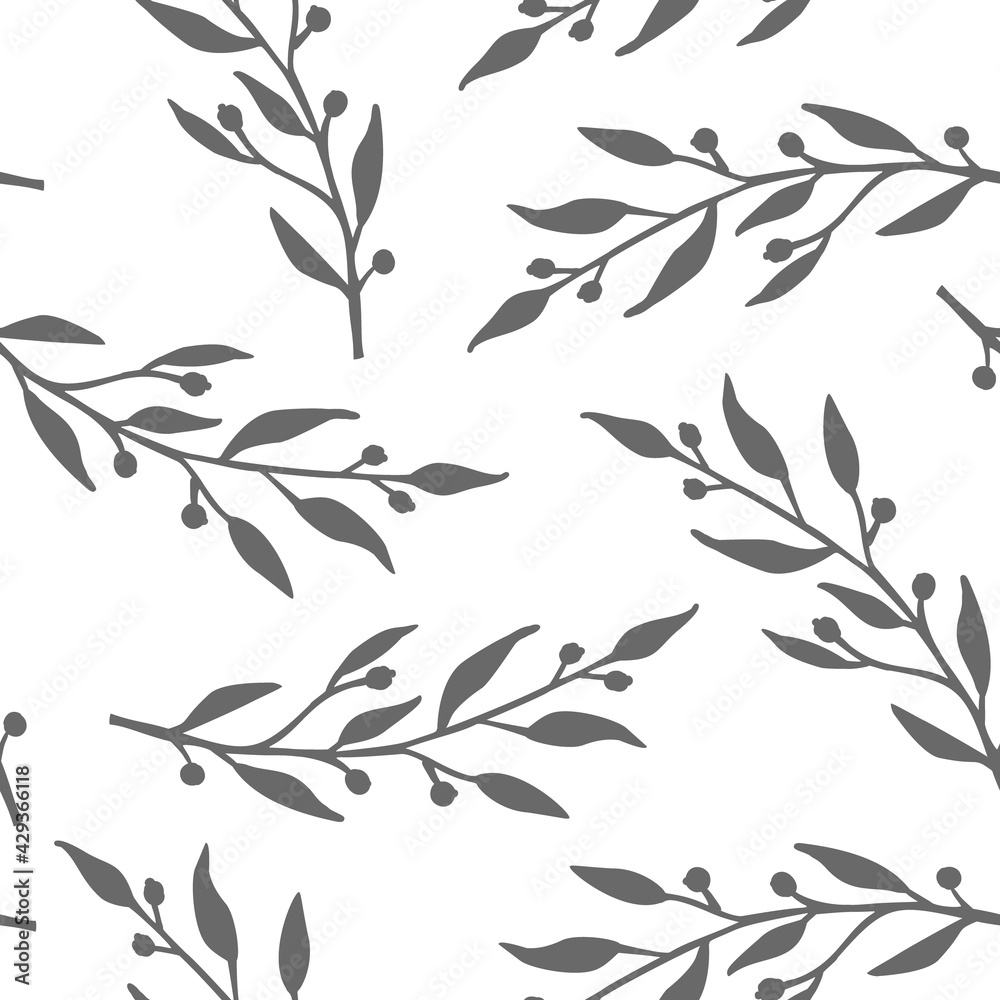 black and white floral seamless pattern, endless repeatable plant texture, vector illustration background black and white floral seamless pattern, endless repeatable plant texture, vector illustration background
