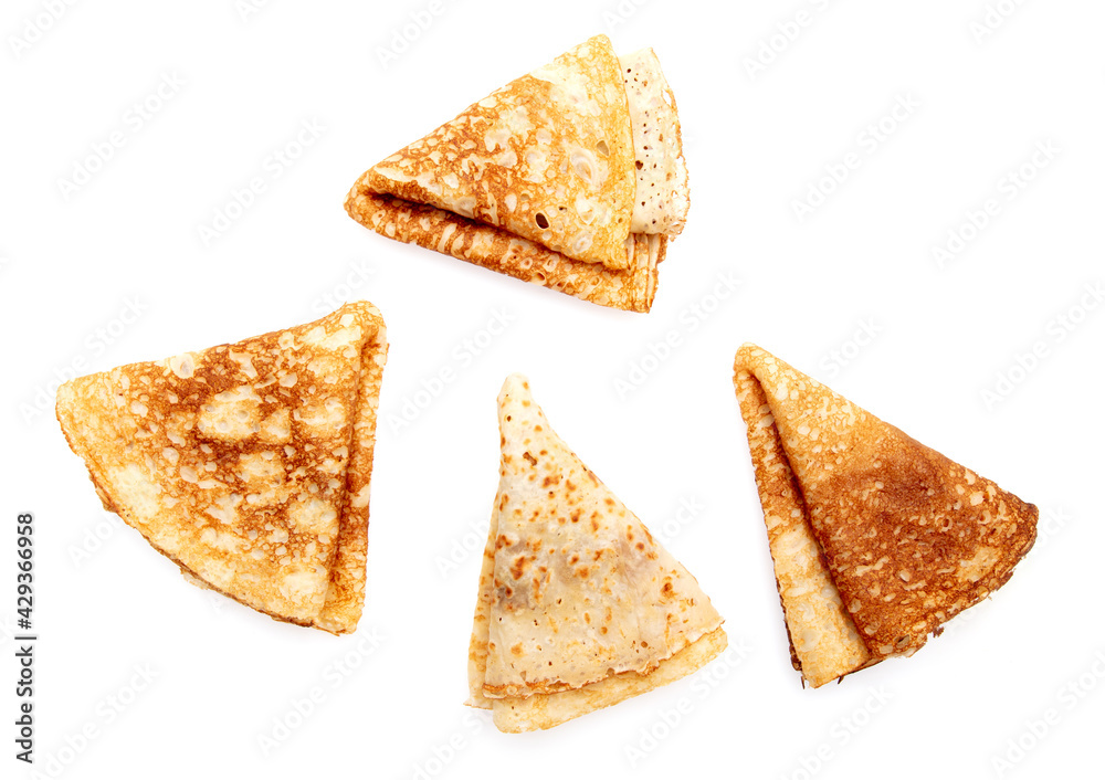 Pancakes made from dough isolated on a white Pancakes made from dough isolated on a white