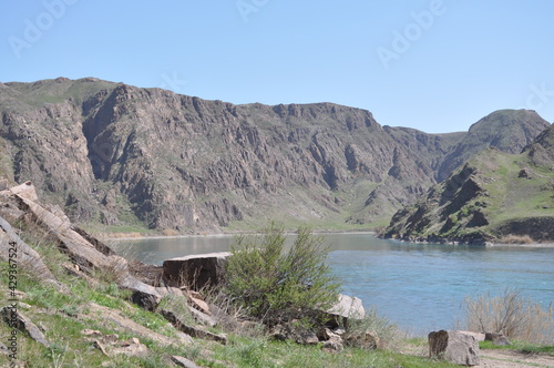 The Ili River in Kazakhstan in early spring