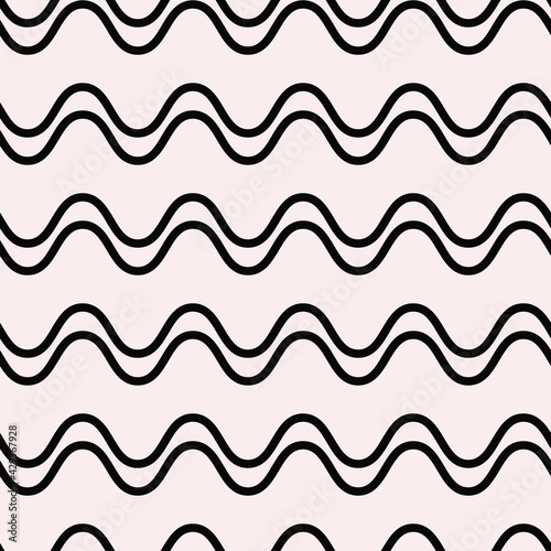Double waves pattern. Vector wavy seamless lines. © Crashik
