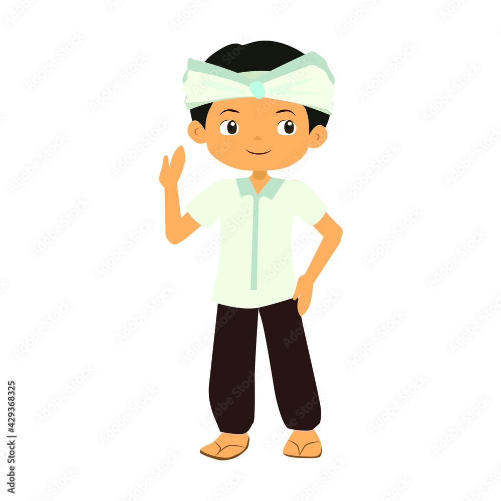 Male Balinese People Cute Vector Illustration