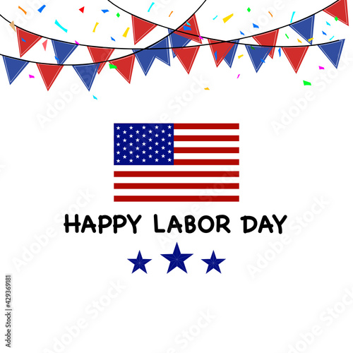 Happy Labor Day card on white background.