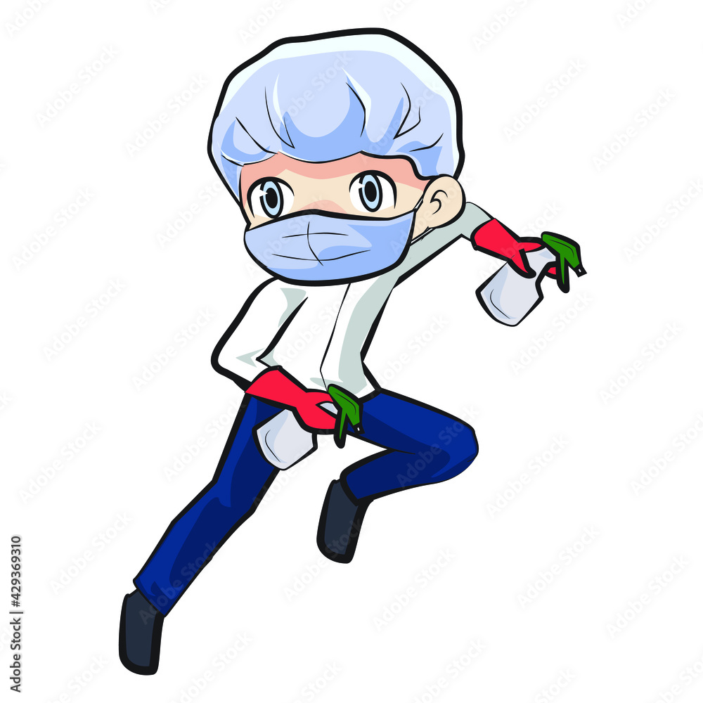 Sterile man, fight to cleaning everything