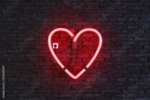 heart symbol on red neon lamp