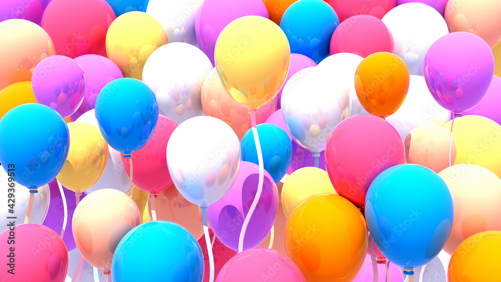 3d render colorful party balloons. 3d render colorful party balloons.