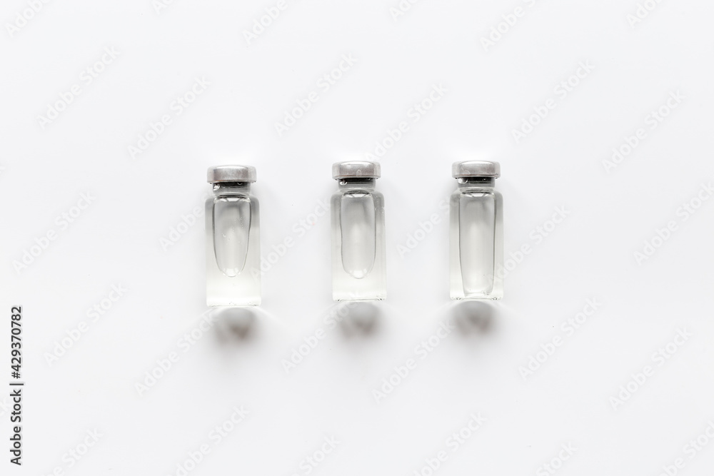 Vaccine vials. Covid vaccine in bottles. Vaccination concept Vaccine vials. Covid vaccine in bottles. Vaccination concept