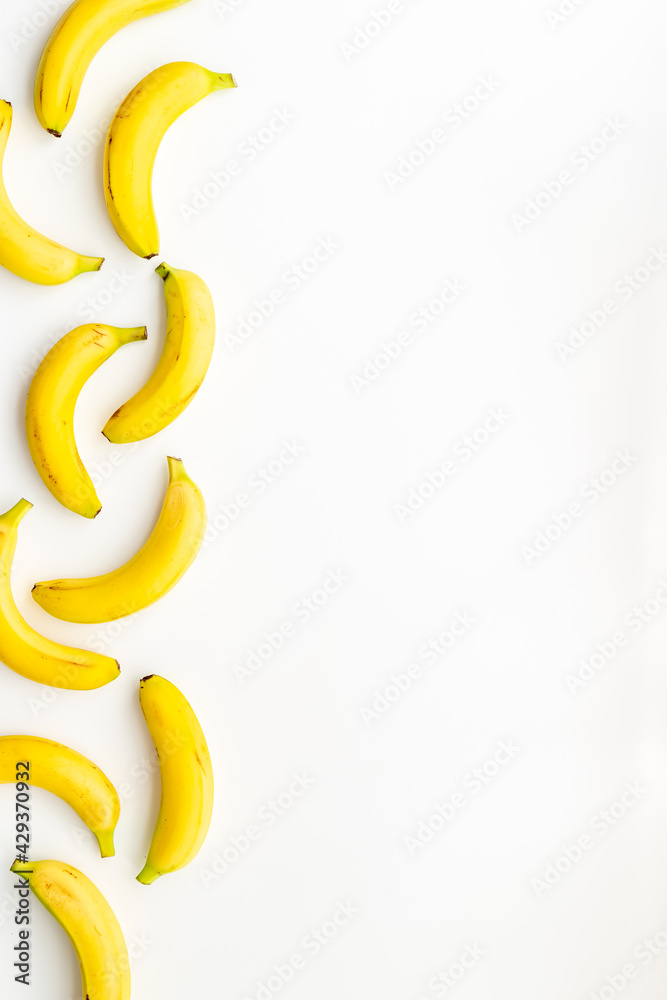 Fruit pattern with bananas. Top view. Flat lay Fruit pattern with bananas. Top view. Flat lay