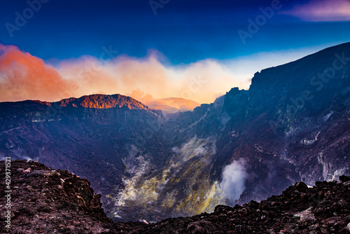 Inside the top crater of Mt Etna - the highest active volcano in Europe 