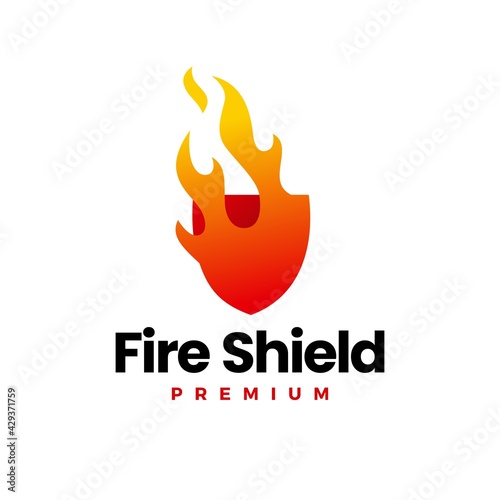 fire shield flame security logo vector icon illustration