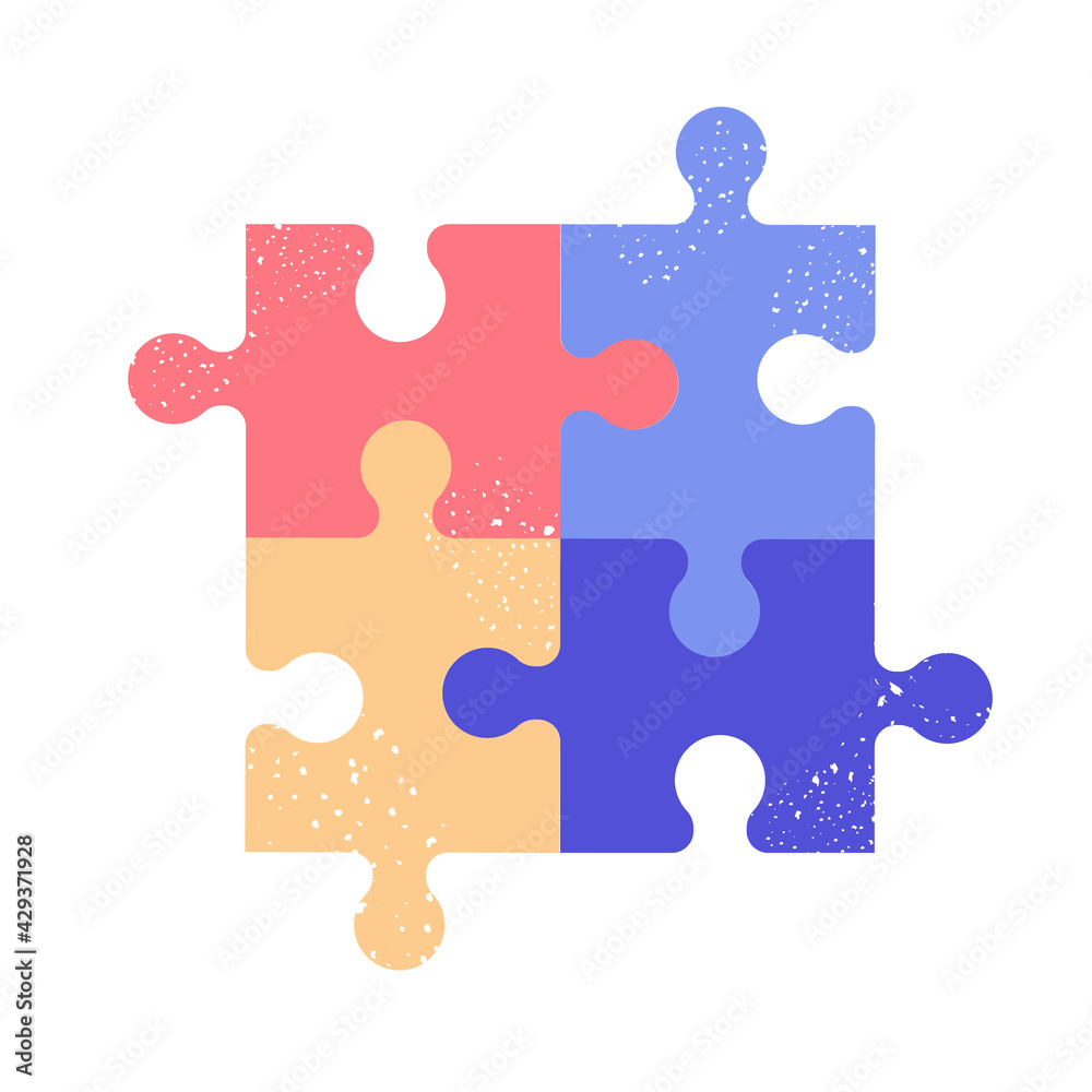 4 pieces of colored puzzle with hole texture. Vector illustration. 4 pieces of colored puzzle with hole texture. Vector illustration.