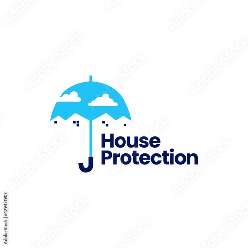 house protection home umbrella logo vector icon illustration