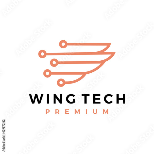 wing tech logo vector icon illustration