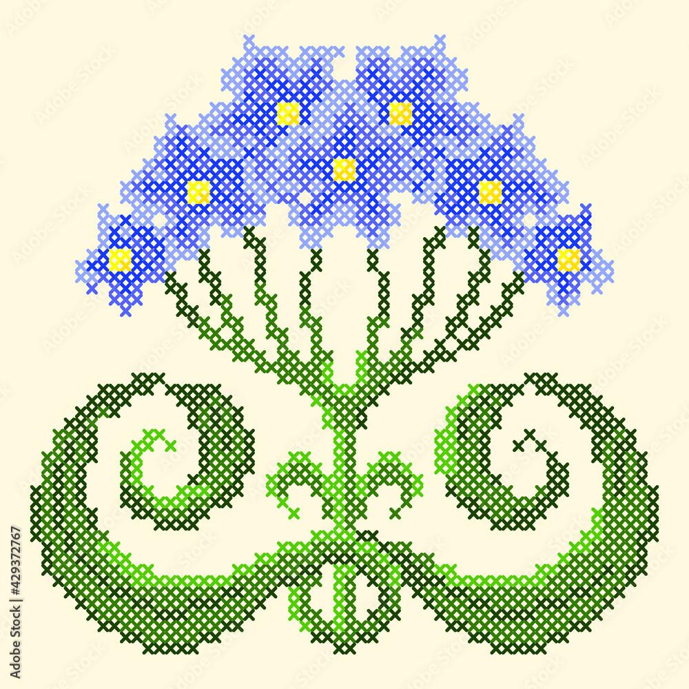 cross stitch floral ornament