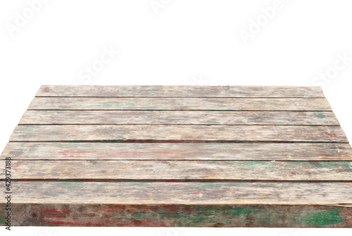 empty wooden table top isolated on white background  used for display or montage your products