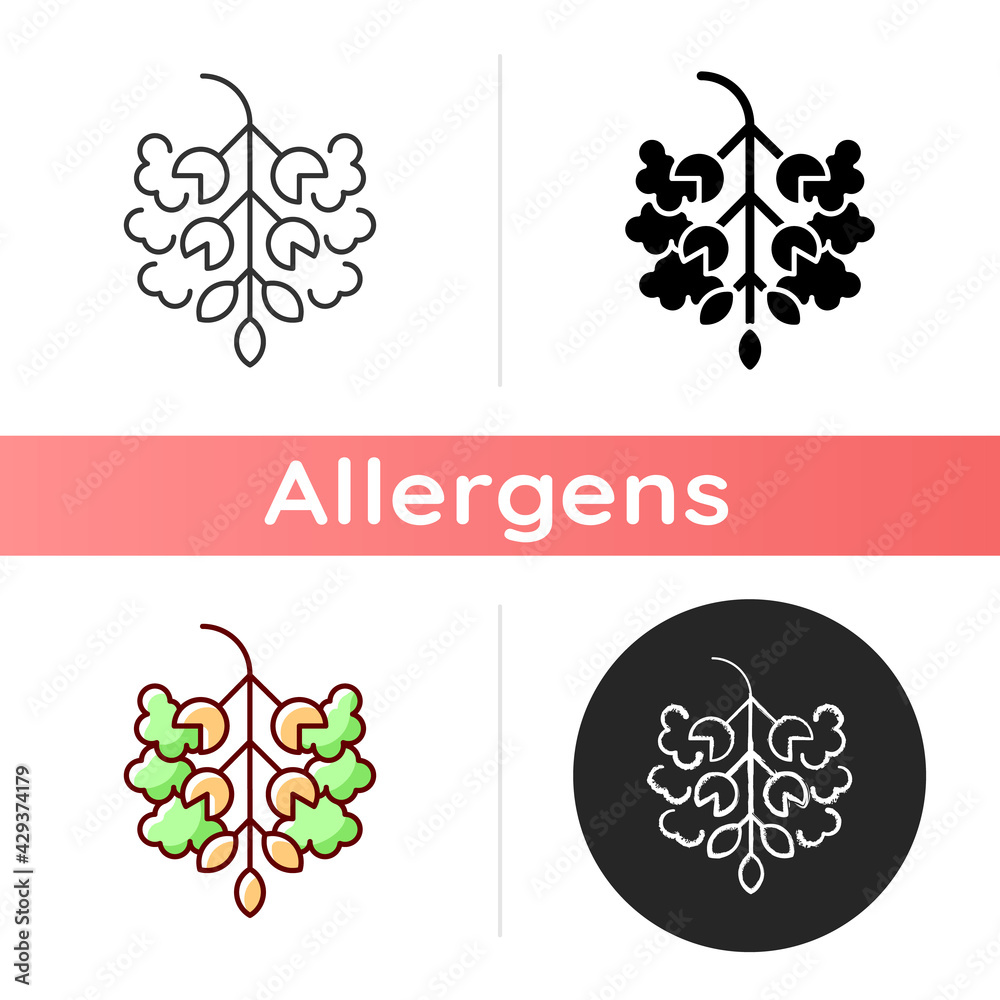 Poplar tree pollen icon. Cottonwood plant. Cause of allergic reaction